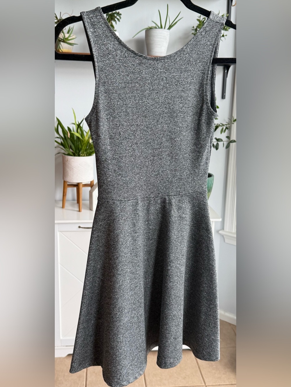 H&M Silver-Gray Sleeveless Fit & Flare Mini Dress